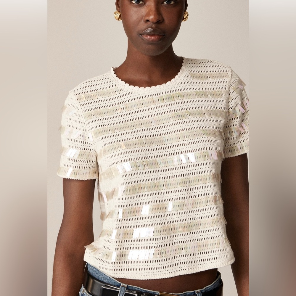 J. Crew Crochet Shirt with Sequins